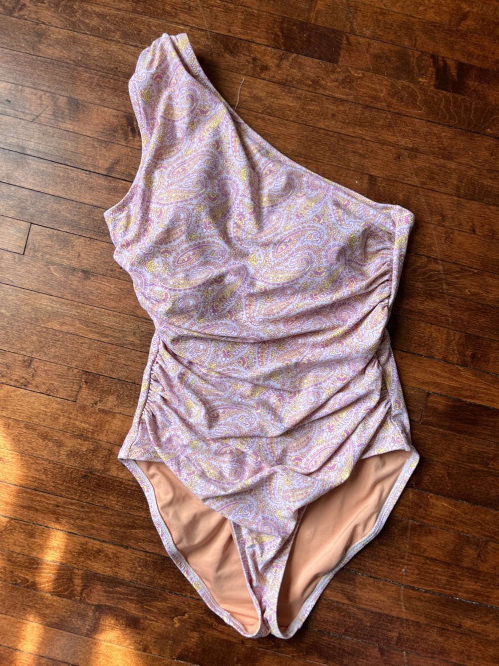 J. Crew One-Shoulder Pink Paisley One-Piece Swimsuit NWOT